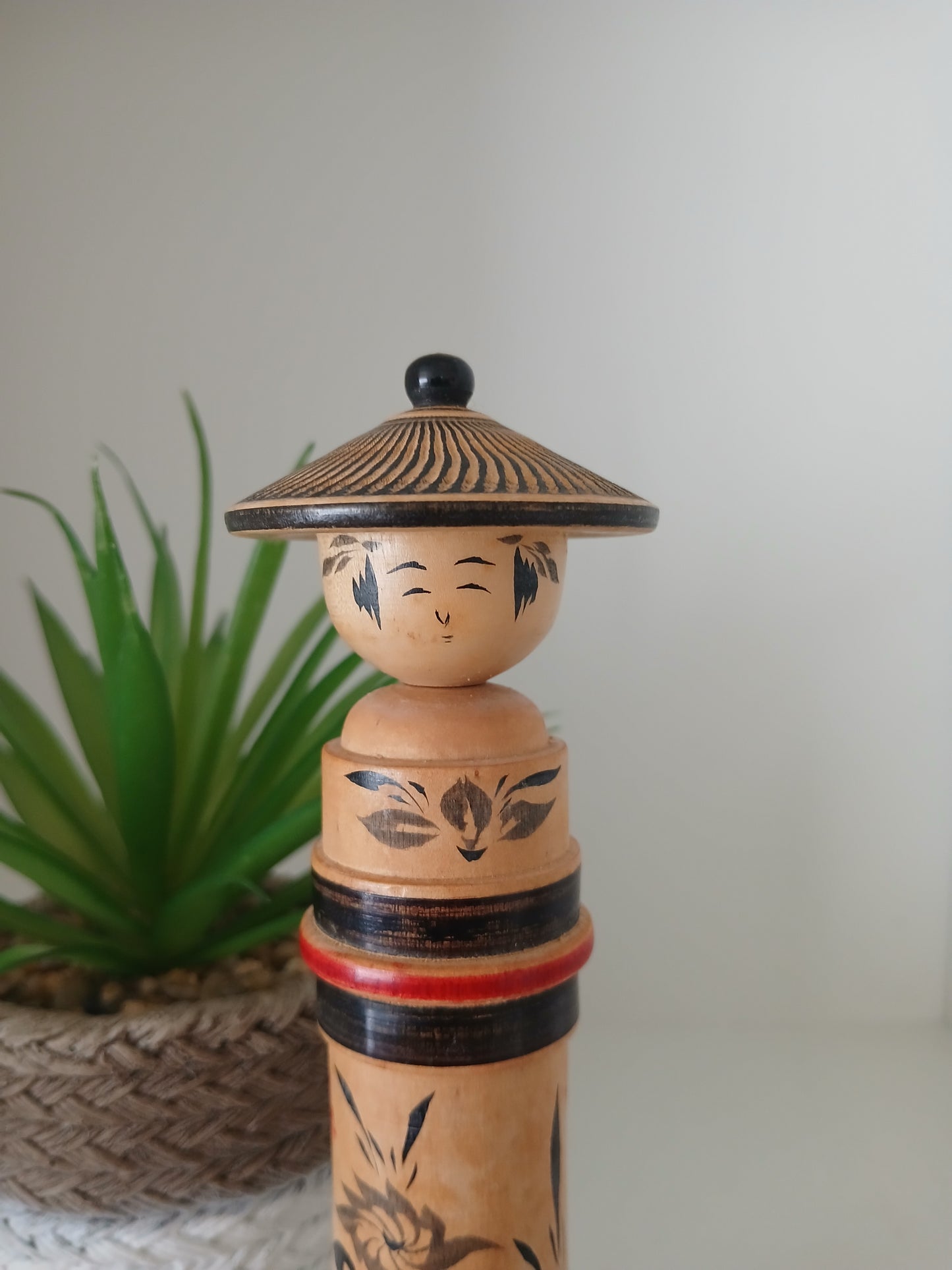 Vintage traditional Naruko kokeshi with hat