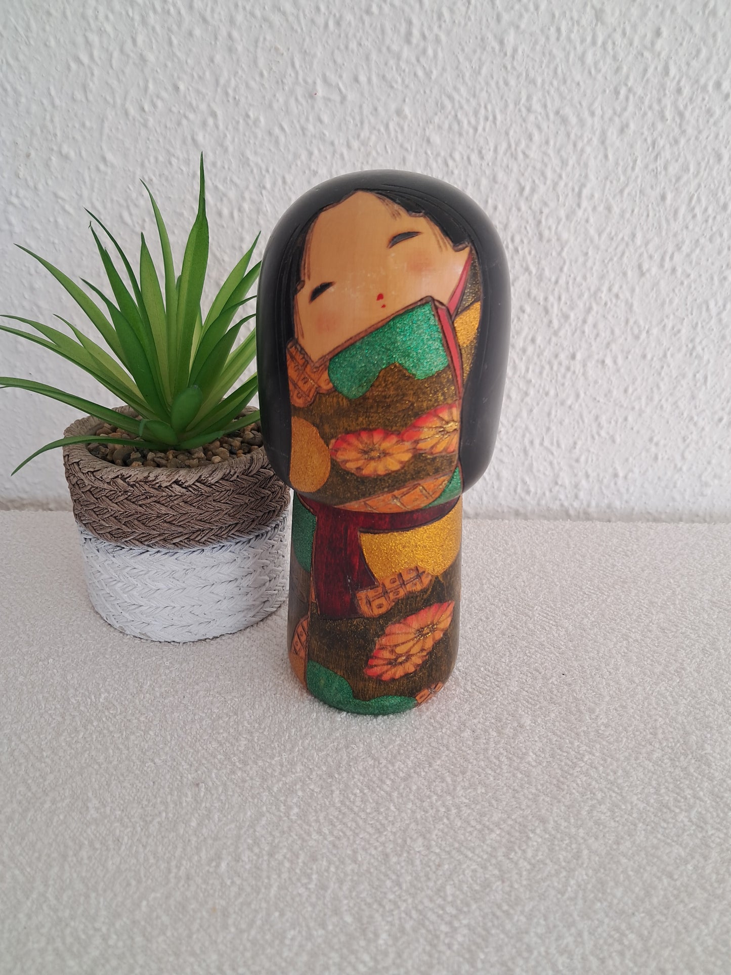 Beautiful creative Kokeshi made by Toshio Sekiguchi (1947-)