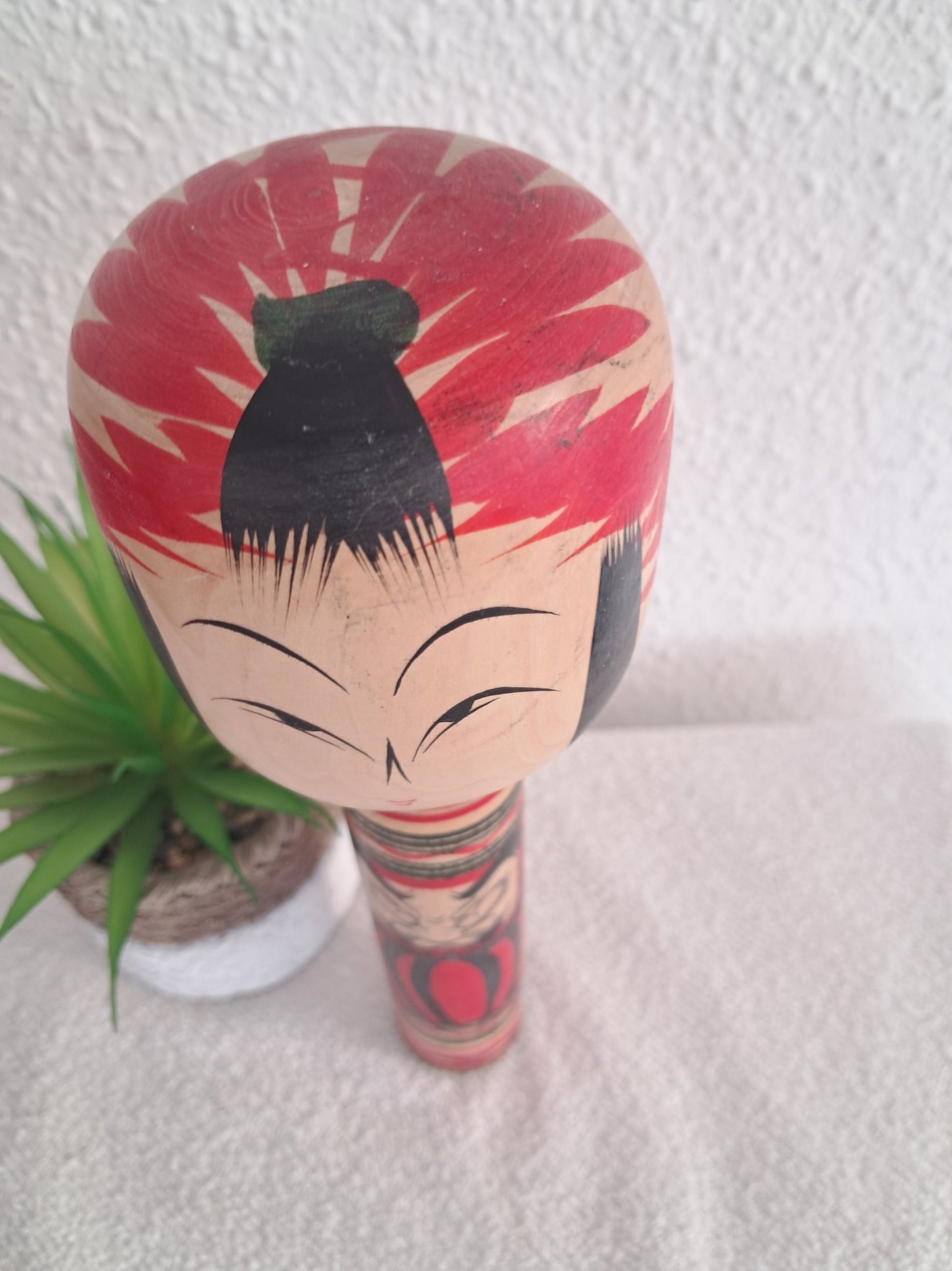 Vintage Togatta Kokeshi with Daruma made by Morimasa Sato (1926-2017)