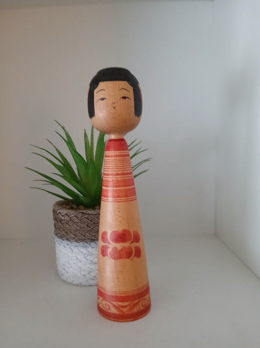 Vintage traditional Tsugaru kokeshi by Sato Nobu