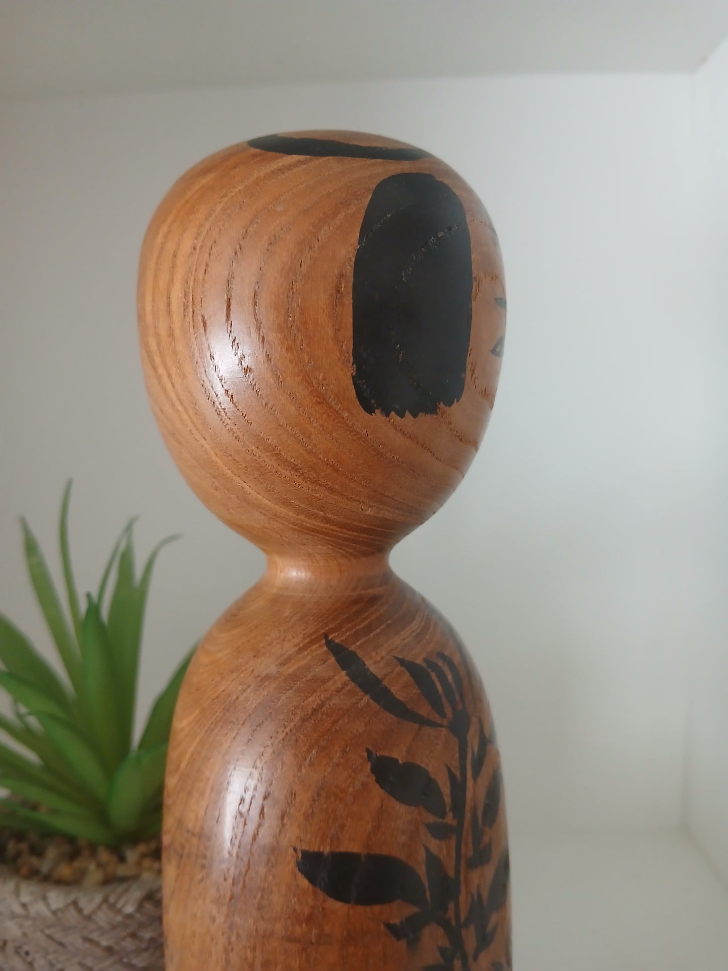 Vintage black monochrome Kijiyama Kokeshi by Ogura Kyutaro (1906 -1998)