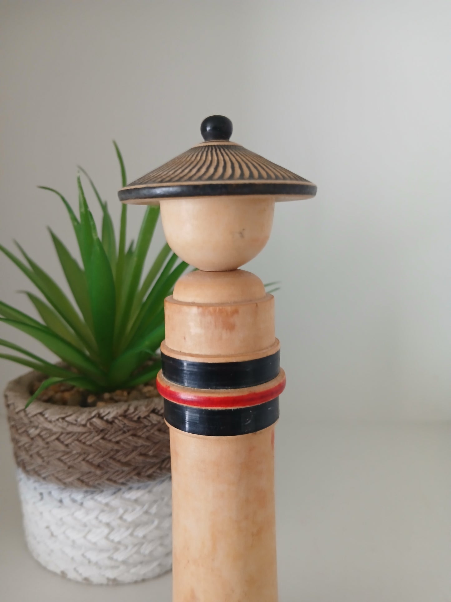 Vintage traditional Naruko kokeshi with hat