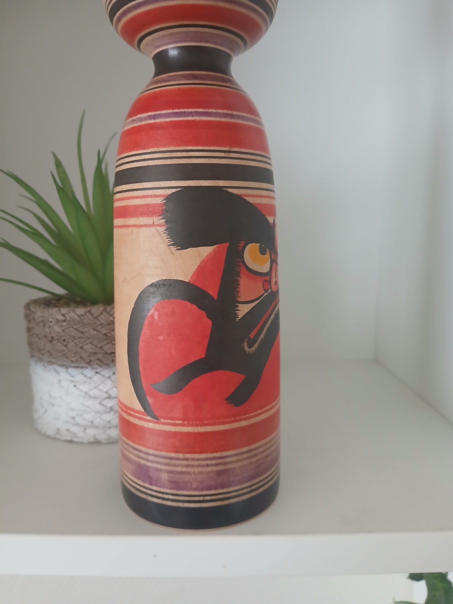 Vintage Traditional Tsugaru Daruma Kokeshi by Abo Muchihide (1950-)