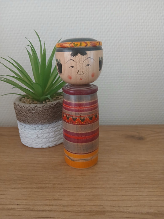Vintage traditional Yajiro Kokeshi doll by Seikou Sato