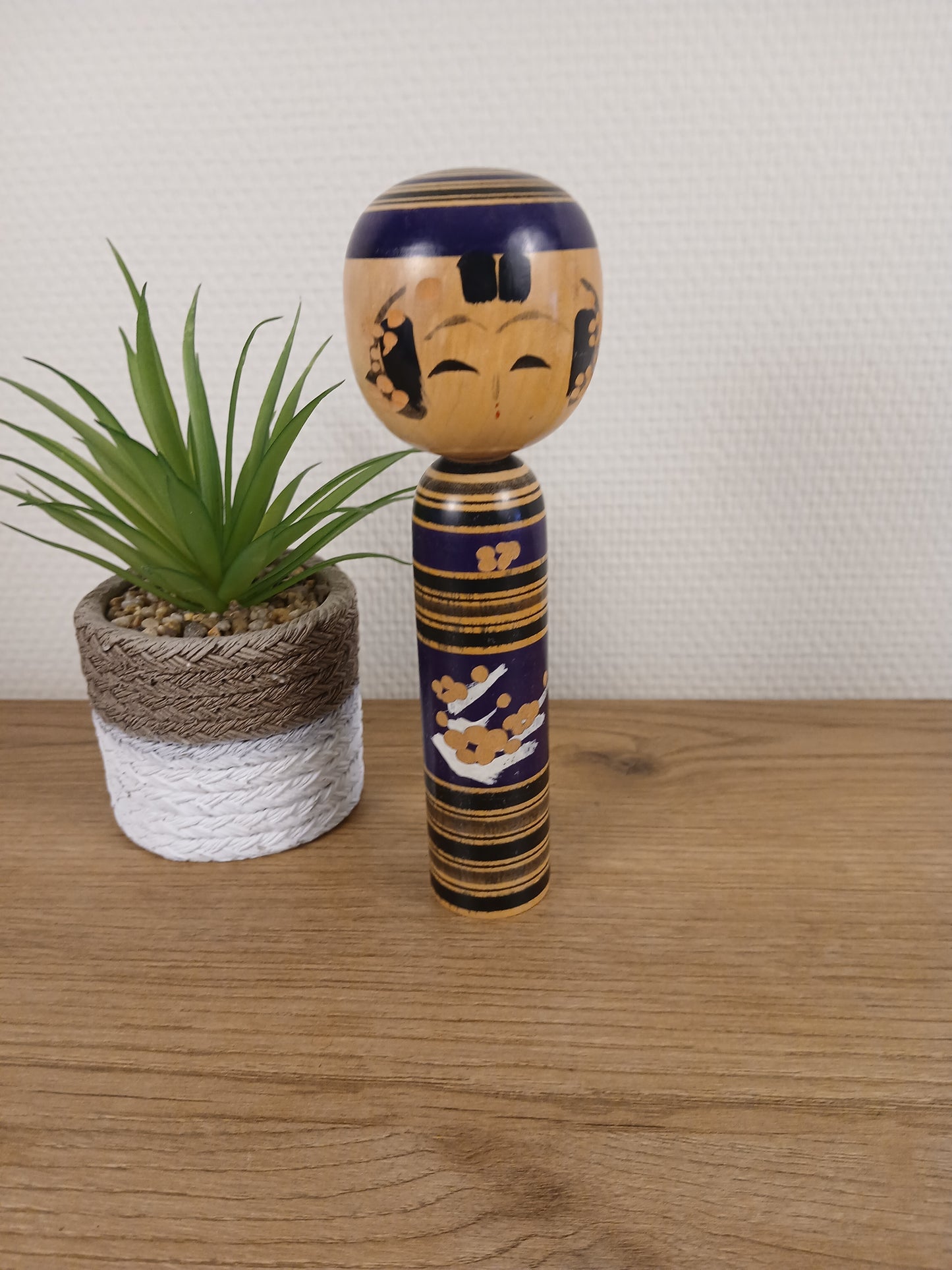 Vintage purple kokeshi by Sasaki Katsumi