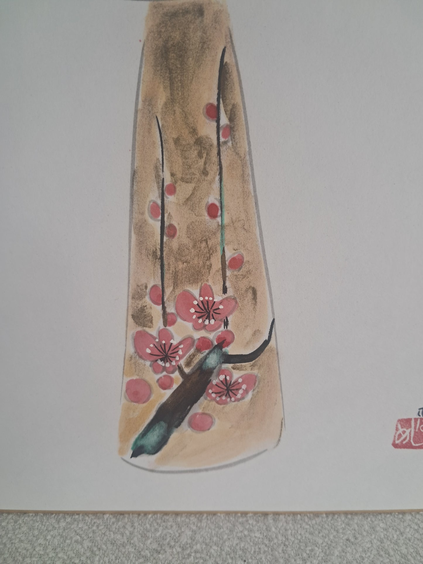 Rare Vintage kokeshi painting by Prime minister award winner Takahashi Hajime (1918-2002)