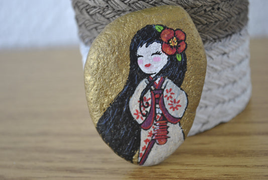 Kokeshi rock painting - Made by Adi Zozor