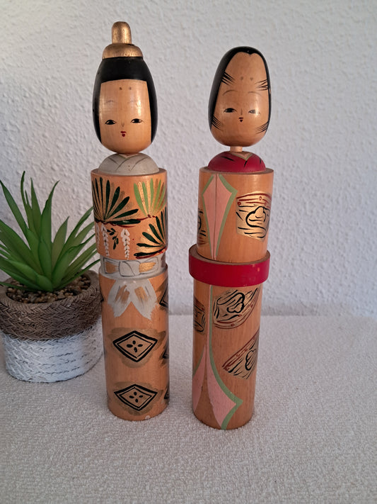 Vintage set Hina kokeshi made by Yoshiko