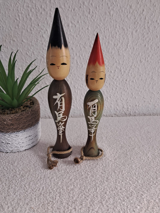 Vintage set of brush kokeshi