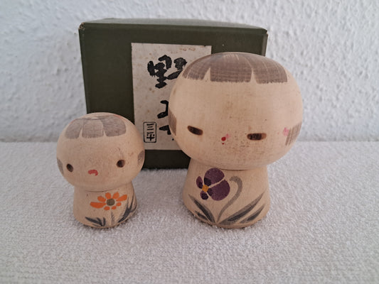 Vintage set Sosaku kokeshi by Sanpei Yamanaka (1926-2012)