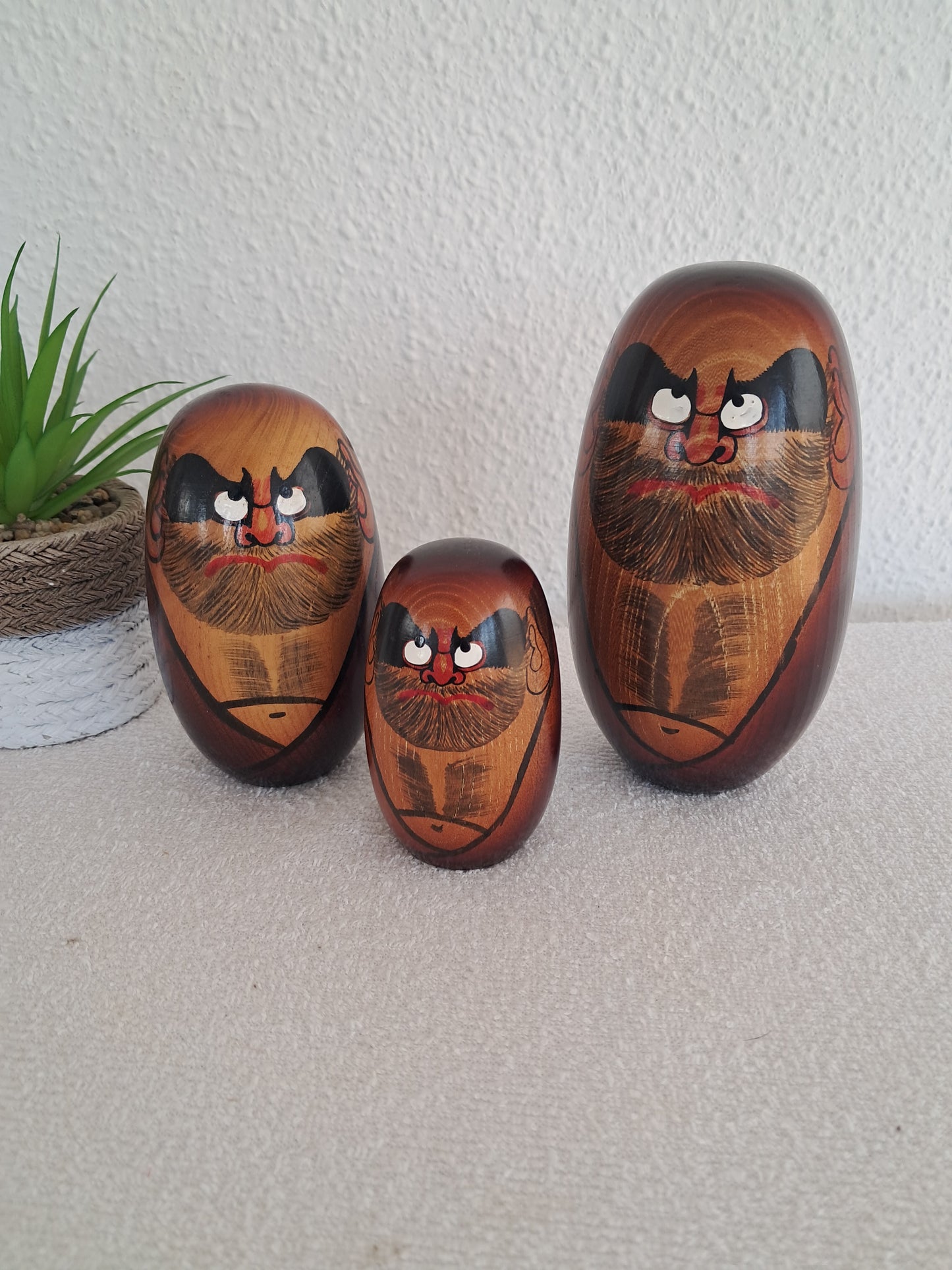 Set of 3 vintage Daruma kokeshi by Seifu Gono