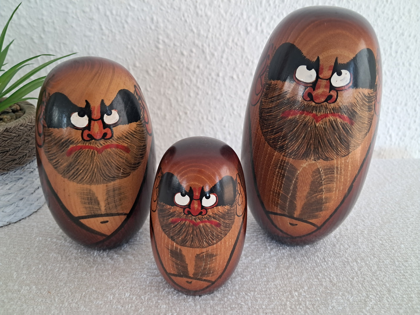 Set of 3 vintage Daruma kokeshi by Seifu Gono