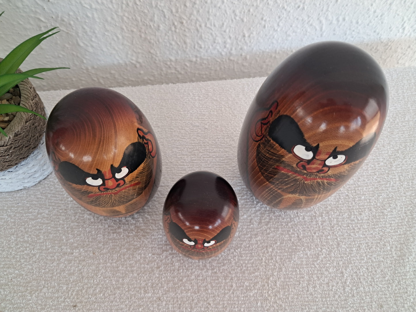 Set of 3 vintage Daruma kokeshi by Seifu Gono