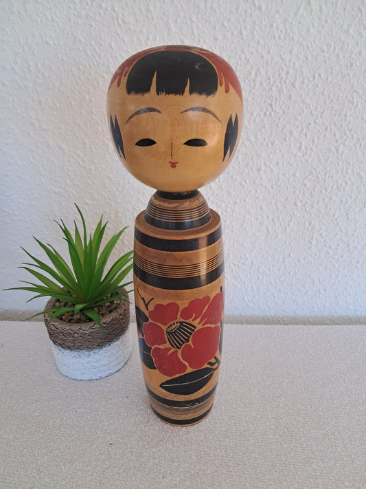 Vintage traditional kokeshi made by Yumiko - 1969