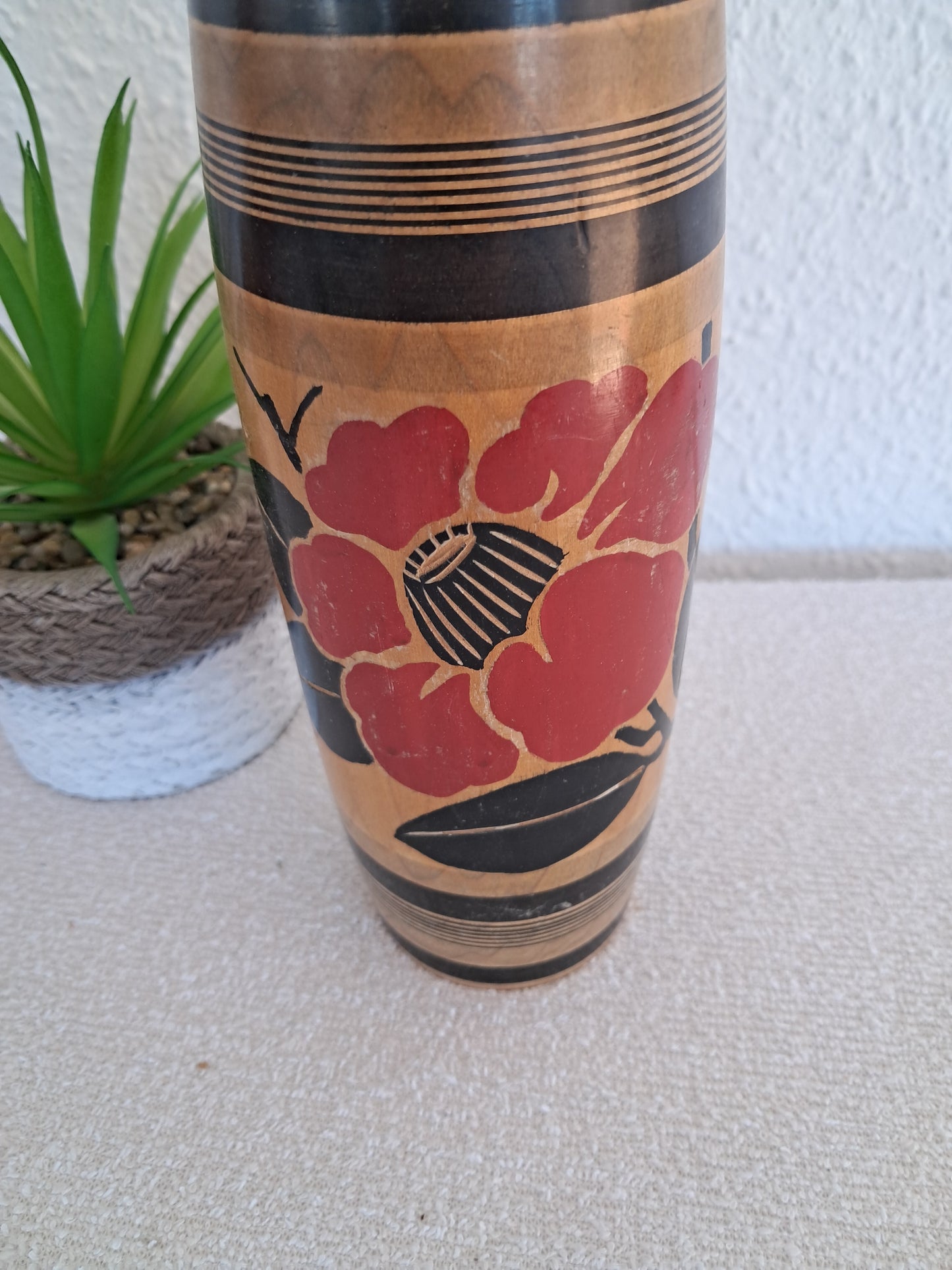 Vintage traditional kokeshi made by Yumiko - 1969