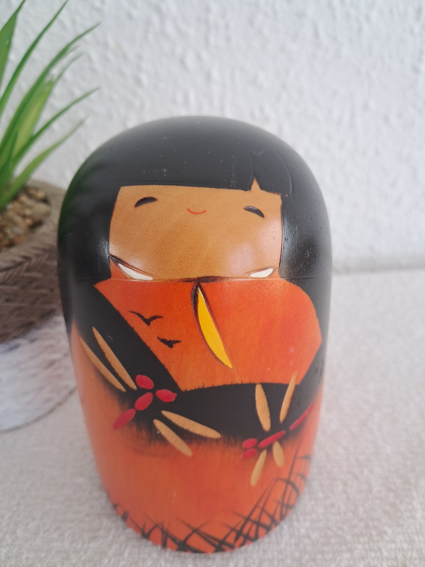 Vintage music box kokeshi made by Usaburo