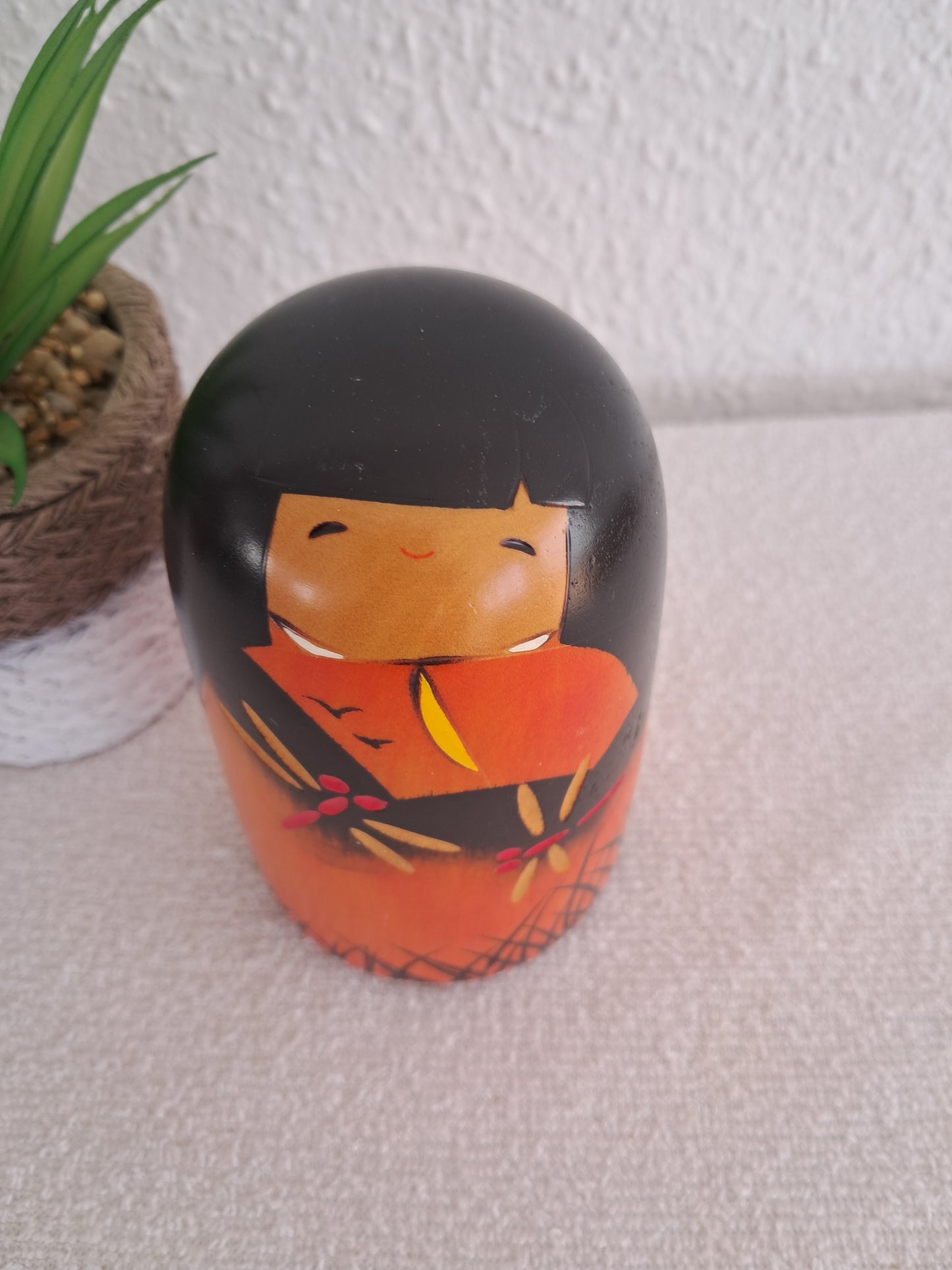 Vintage music box kokeshi made by Usaburo