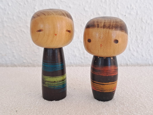 Beautiful vintage set creative kokeshi made by Sanpei Yamanaka (1926-2012)