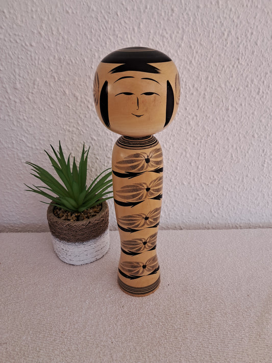 Vintage monochrome traditional kokeshi