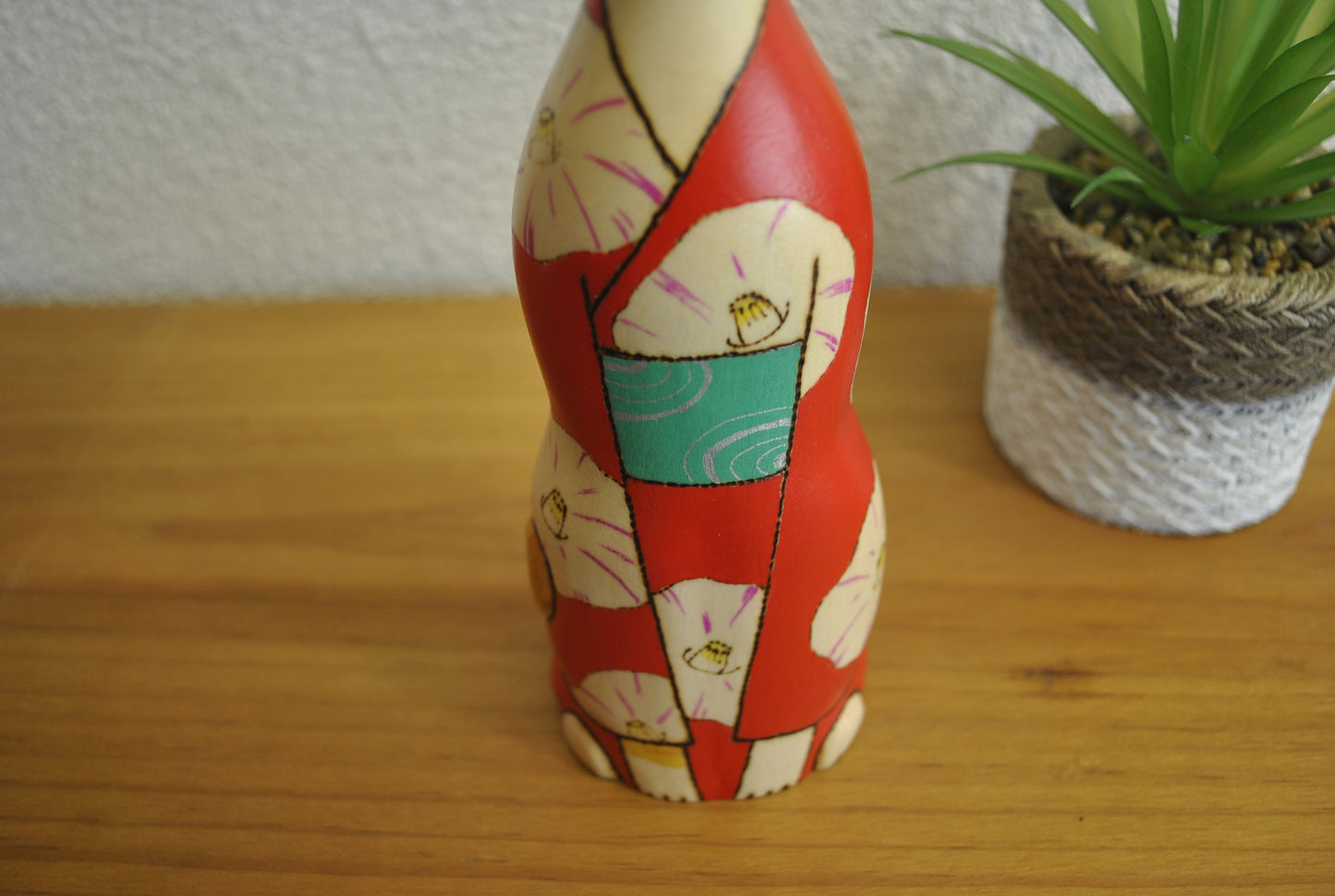 Unique Neko Kokeshi made by Oki Yasunobu (1955-)