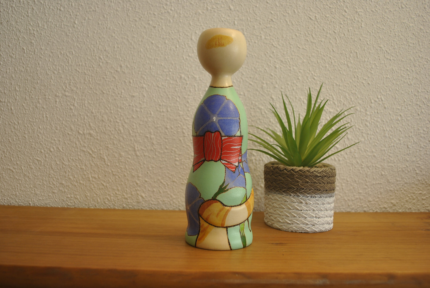 Unique Neko Kokeshi made by Oki Yasunobu (1955-)