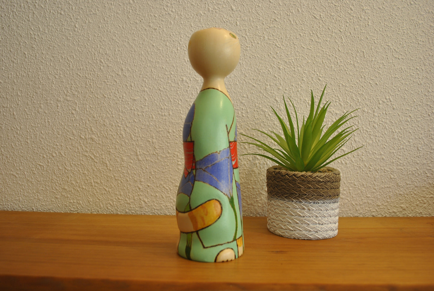 Unique Neko Kokeshi made by Oki Yasunobu (1955-)