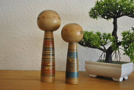 Vintage set Sosaku kokeshi made by Sanpei Yamanaka (1926-2012)