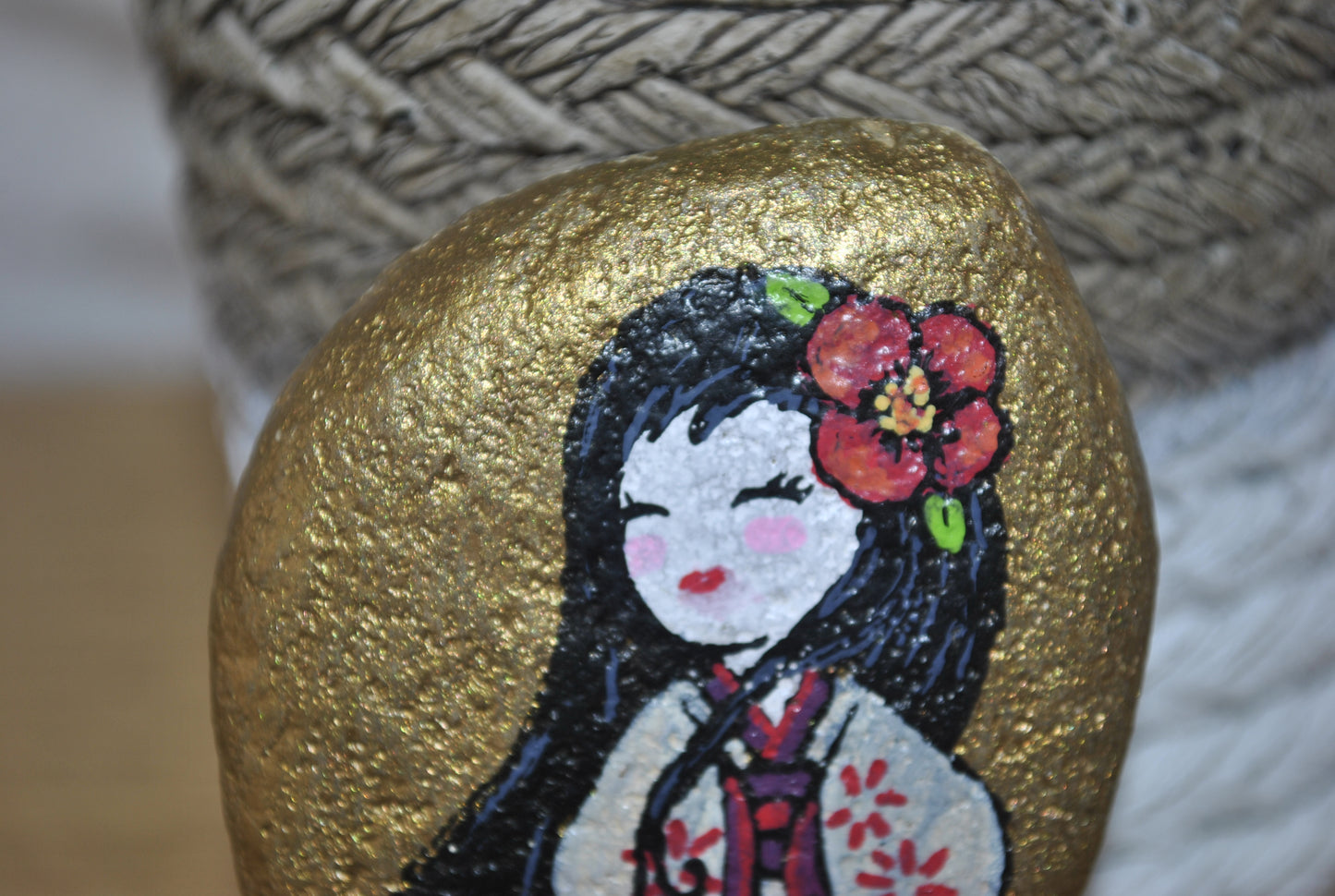 Kokeshi rock painting - Made by Adi Zozor