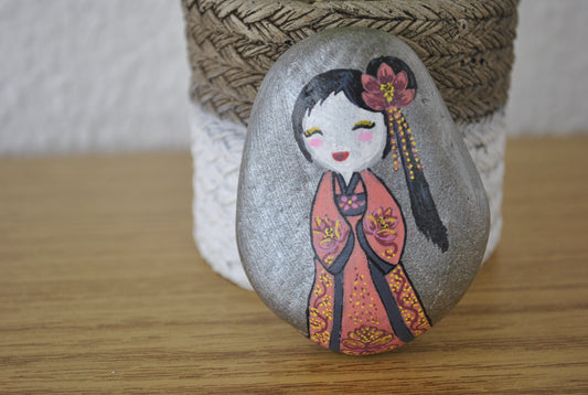 Kokeshi rock painting - Made by Adi Zozor